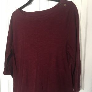 LAST CHANCE Loft 3/4 Sleeve Tee Maroon Boat Neck